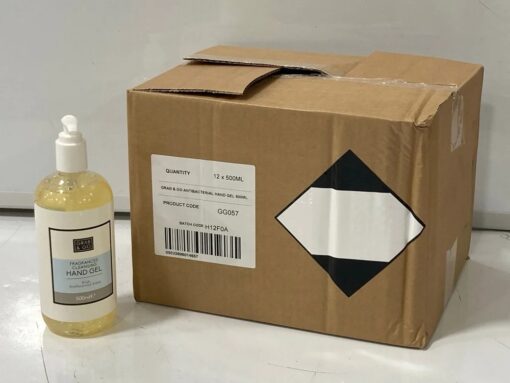 PALLET OF APPROX 84 BOXES OF 12 GRAB & GO ANTIBACTERIAL HAND GEL 500ML *MULITPLE PALLETS AVAILABLE*